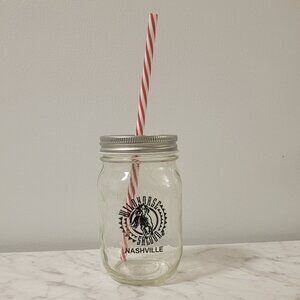 Wildhorse Saloon Nashville Kerr Pint Mason Jar Drinking Glass, with Lid & Straw.